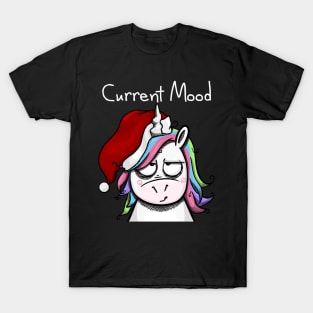 Christmas Unicorn in Quite a Mood - Dark T-Shirt